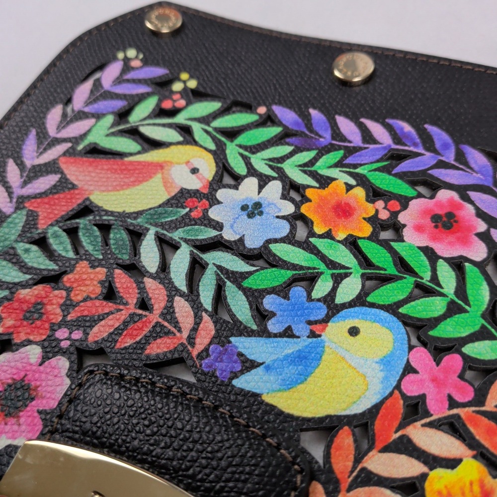 Furla My Play Metropolis Flap Laser Cut Floral Bird Leather Interchangeable - Picture 3 of 9